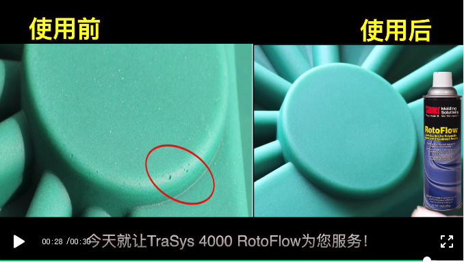 StonerTraSys&reg;4000 RotoFlow&trade;滾塑模具助流劑使用效果對比